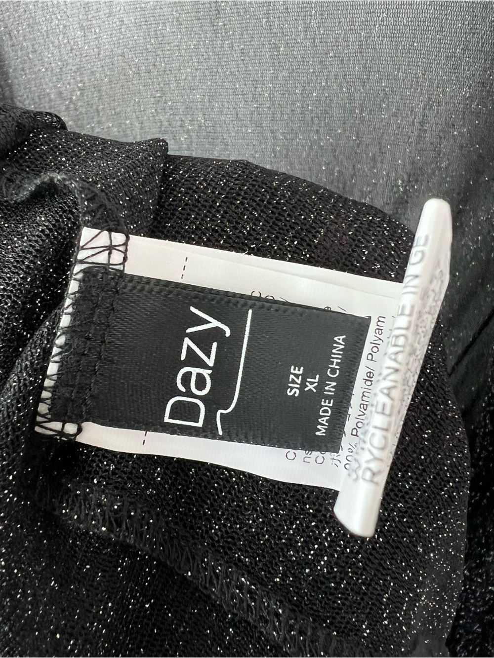 Dazy Women’s XL Black Sheer Lace Trim Shimmery Robe - Picture 4 of 6